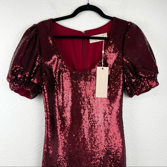 KEEPSAKE THE LABEL Farewell Sequined Puff Sleeve Midi Dress, Red, Size 00, NWT! - Picture 6 of 10